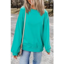 Aruba Blue Plain Drop Shoulder Crewneck Pullover Sweatshirt