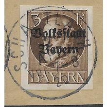 GER (BAVARIA) 1919 3pf KING LUDWIG III' (OVPT)(IMPERFED) FINE USED (EBID65-430)