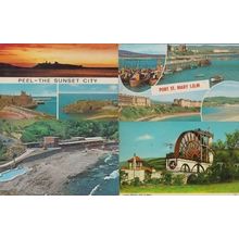 Peel Port Soderick Sunset Laxey Wheel Isle Of Man 4x 1970s Postcard