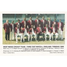 West Indies vs England 1998 One Day Test International Team Cricket Postcard