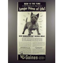 1953 Gaines Dog Food Ad - Longer Prime of Life
