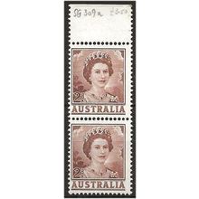 Australia 1962 SG309a 2d Brown Coil Pair Unmounted Mint . .. .