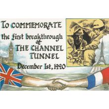 Commemorate The First Breakthrough Of The Channel Euro Tunnel 1990 Postcard