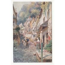 The High Street Clovelly Devon H B Wimbush Oilette Art Postcard 7464