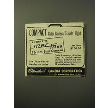 1960 Standard Camera Corporation Mec 16 SB Camera Advertisement