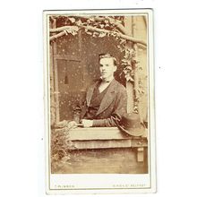 Victorian cdv photo young man in window frame Belfast photographer