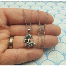 Vintage 925 Sterling Silver Gemini Twins Zodiac Sign Pendant Necklace