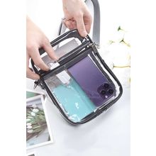Black Transparent PVC Zipper Crossbody Bag