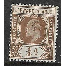 LEEWARD ISLAND 1907-11 EDVII WATERMARK MULTI-CROWN CA ¼d MINT HINGED SG36