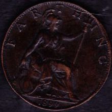 1899 Great Britain 1 Farthing Coin