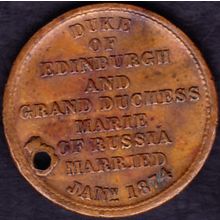 1874 Great Britain Medallion Duke of Edinburgh & Grand Duchess Marie Married