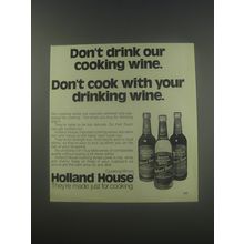 1975 Holland House Cooking Wines Ad - Don't drink our cooking wine