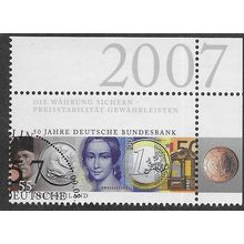 GER 2007 55c '50TH ANN OF THE BUNDESBANK' FINE USED (EBID69-402)