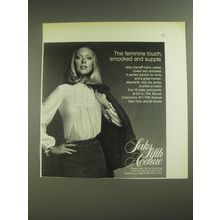 1974 Saks Fifth Avenue Blouse Ad - The feminine touch, smocked and supple