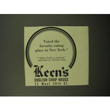 1950 Keen's English Chop House Ad - Voted the favorite eating place in New York