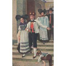 Hesse Hanau Costumes Fashion German Child Poverty Old Postcard
