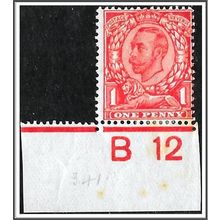 KGV 1d bright Scarlet Stamp SG341 Control B12 Mounted Mint
