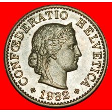 Ⰶ LIBERTY (1879-2025): SWITZERLAND★5 RAPPEN 1932B! DIES 1+A★LOW START★NO RESERVE