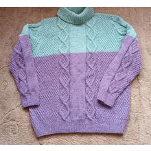 Brand New Hand Knitted Ladies Aran roll neck Jumper