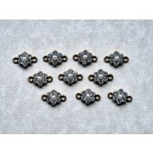 10 Pearl Rhinestone Connectors, Flower Shape, Glass Findings, Assorted Bracelet