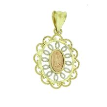 Solid 14k Gold 3 Tone Virgin Mary Guadalupe Religious Pendant 32 x 19 mm