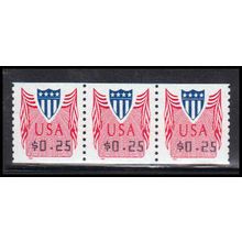 CVP33 25c Shield Very Fine MNH Strip of 3 PA5317
