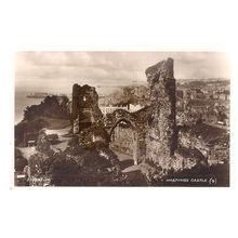 HASTINGS CASTLE, SUSSEX. used vintage postcard RP by Valentine 1939? postmark =