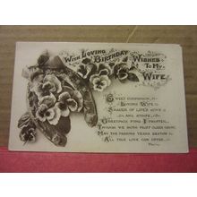 LOVING BIRTHDAY WISHES to my WIFE.. used vintage postcard by W & K. /