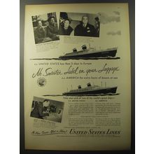 1953 United States Lines Cruise Ad - No smarter label on your luggage