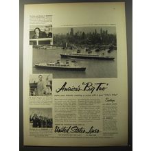 1953 United States Lines Cruise Ad - America's Big Two