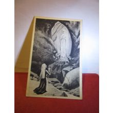 THE APPARITION, LOURDES used postcard religion 1939 pm #