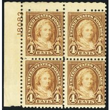 636, Mint NH 4¢ Plate Block of Four SCV $92.50 - Stuart Katz