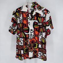 RARE Vintage Napili Hawaiian Psychedelic Print No Iron Button Down Shirt Sz. ?