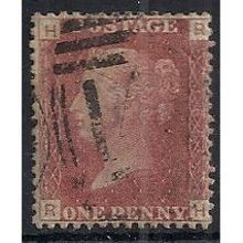 1858 SG43 1d Red Plate 165 Good/Fine Used Check Letters "RH".