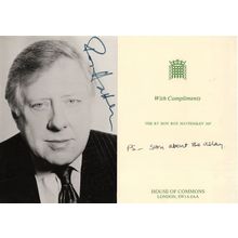 Roy Hattersley Labour MP Hand Signed Photo & House Of Commons COA