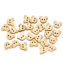 Teddy Bear Head Wooden Buttons Knitting Crocheting Sewing Craft Scrapbooking