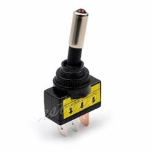 ON/OFF LED Flick Toggle Switch 12V 20A 3 Pin Rectangular Red or Blue