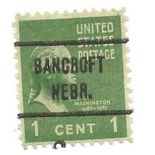 PRECANCEL -T&T BANCROFT, NEB 721 ON 1c PREXY
