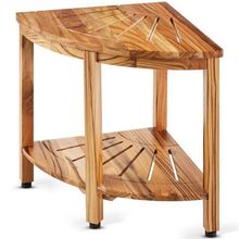 Corner Teak Shower Bench, 18.5" Height 15.5" Radius, 100% Teak Wood Corner S...