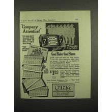 1918 Gem Damaskeene Razor Blade Ad - Company Attention
