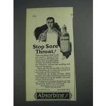 1925 Absorbine Jr. Ad - Stop Sore Throat