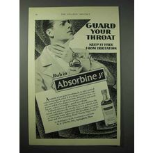 1925 Absorbine Jr. Ointment Ad - Guard Your Throat