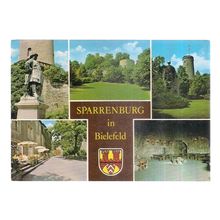 multiview, SPARRENBURG CASTLE, BIELEFELD, GERMANY unused vintage postcard =