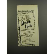 1953 Manger Hotels Ad - You'll find it more convenient more comfortable