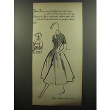 1953 Henri Bendel Dress Ad - Young-timers go paradoxically modern and demure