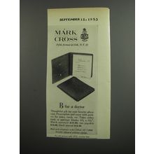 1953 Mark Cross Prescription Pad Cover Advertisement - Rx for a doctor