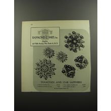 1956 Raymond C. Yard Jewelry Ad - Diamonds and star sapphires