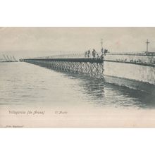 Villagarcia Pier Nervous People On Edge Spain El Muelle Old Postcard