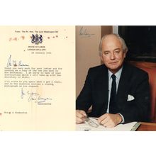 Lord David Waddington MP Large Hand Signed Photo & COA HOC Letter