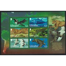 Gibraltar Penguin Crane Birds Cheetah Tuna Fish Alligator Turtle MS 2013 MNH